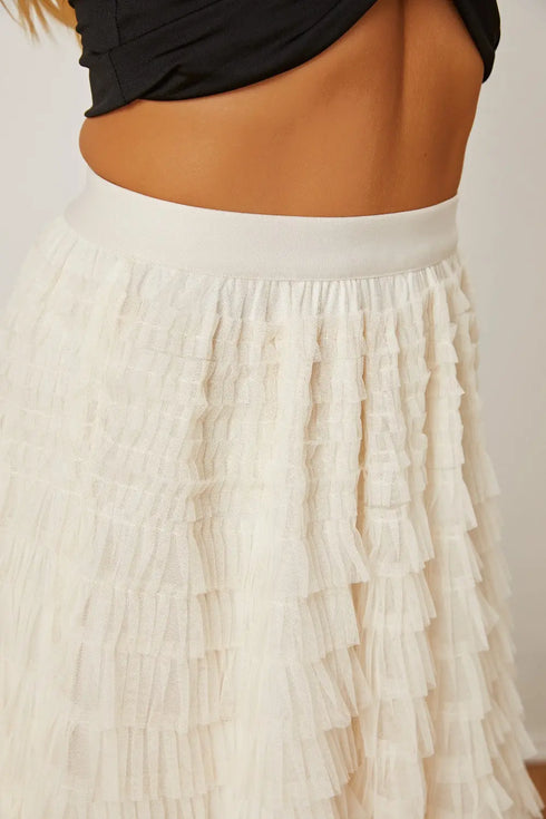 'Milena' Ruched High Waist Tiered Skirt - Celes Fashion